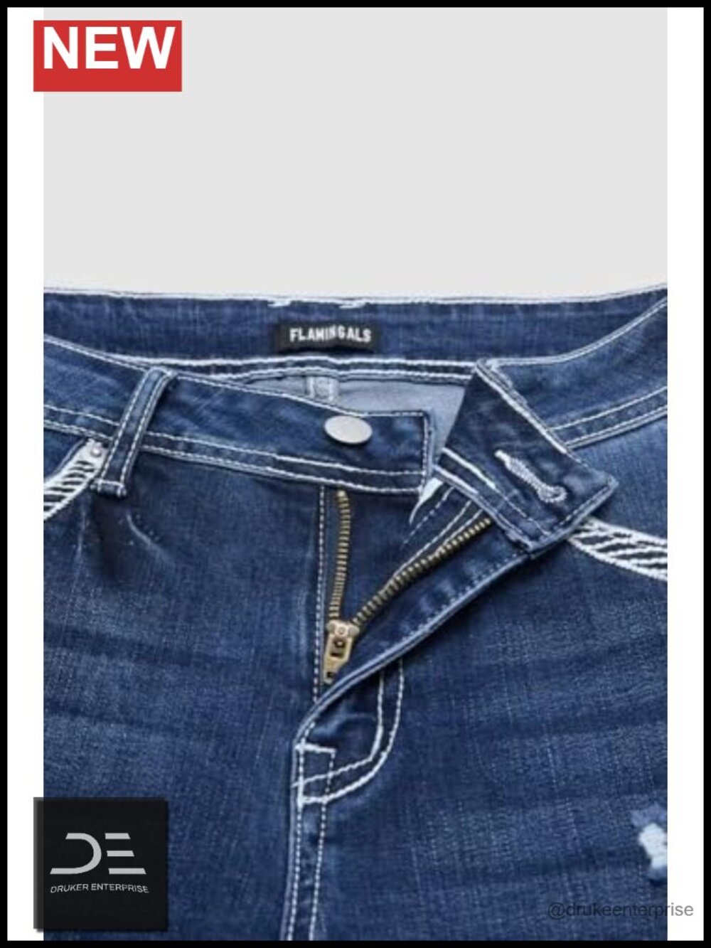 Mid Rise Ripped Curvy Skinny Jeans with Flap Pockets - Picture 4 of 6